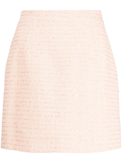 Alessandra Rich Tweed Boucle Mini Skirt In Rosado Claro