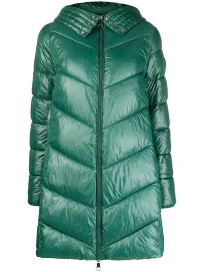 Hugo Boss Funnel-neck Quilted Raincoat In Green