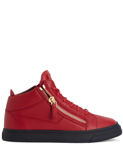 Giuseppe Zanotti Kriss Leather High-top Trainers In Red