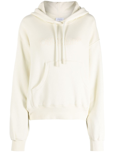 Off-white Logo-print Cotton Hoodie In Neutrals