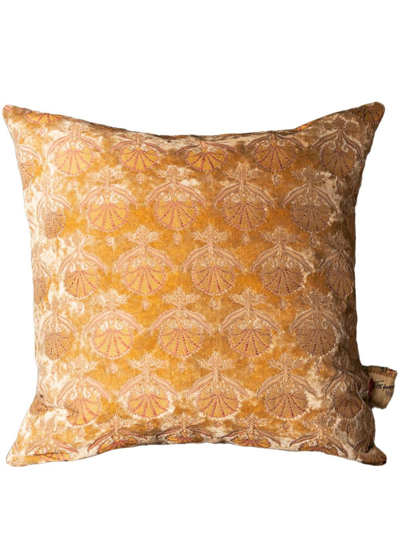 The House Of Lyria Mazzolina Jacquard Cushion In Gold