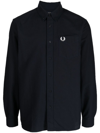FRED PERRY OXFORD LOGO-EMBROIDERED COTTON SHIRT