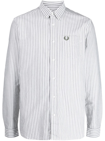 Fred Perry Logo-embroidered Striped Cotton Shirt In X86