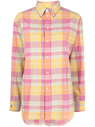Polo Ralph Lauren Polo Pony Checked Cotton Shirt In Pink
