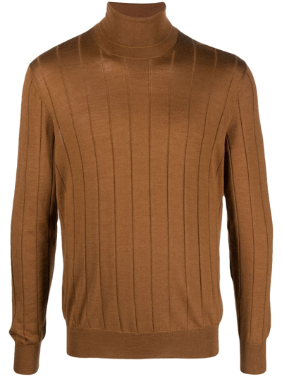 D4.0 Wool And Silk Turtleneck In Caramel