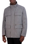 Cole Haan Melton Wool Blend Field Coat In Light Grey