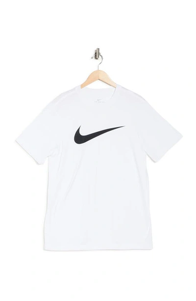 Nike Icon Swoosh Cotton Graphic T-shirt In White/black