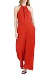 Julia Jordan Sleeveless Halter Neck Jumpsuit In Spice