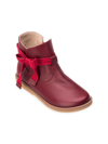 Elephantito Kids' Girl's Sunny Bow Leather Booties, Baby/toddlers In Red