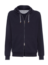 BRUNELLO CUCINELLI MEN'S TECHNO COTTON FRENCH TERRY HOODED SWEATSHIRT WITH ZIPPER