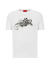Hugo Cotton-jersey T-shirt With Paisley Motif And Logo In White