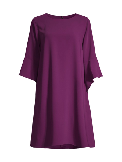 Caroline Rose Julia Bell-sleeve Crepe Dress In Plum