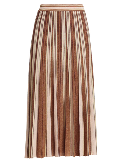 Zimmermann Luminosity Striped Lurex Midi Skirt In Neutral