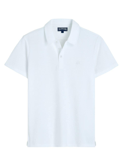 Vilebrequin Pacific Logo-embroidered Cotton-blend Terry Polo Shirt In White