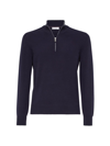 Brunello Cucinelli Cashmere Turtleneck Sweater With Zipper In Navy