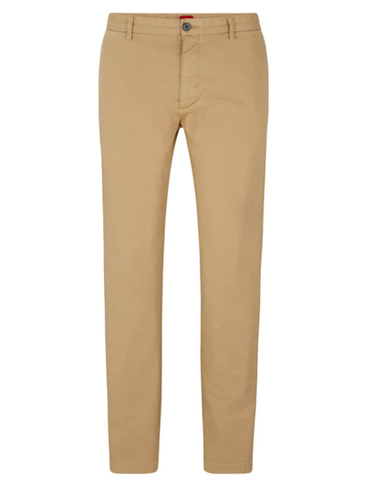 Hugo Boss Slim-fit Chinos In Stretch-cotton Gabardine In Beige
