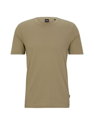Hugo Boss Cotton-blend T-shirt With Bubble-jacquard Structure In Light/pastel Green