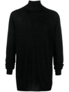 Rick Owens Roll-neck Virgin Wool Jumper In Black