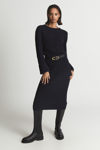Reiss Jodie - Navy Knitted Wool Blend Midi Dress, Xs