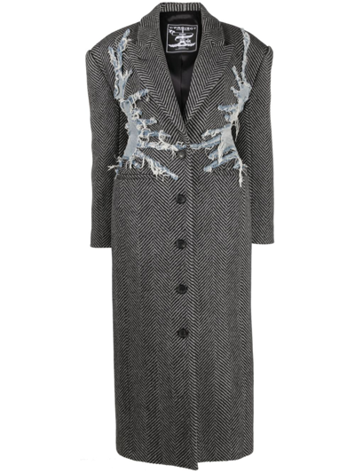 Y/PROJECT BLACK AND GREY HOURGLASS WHISKER COAT,WCOAT35S25F45219929834