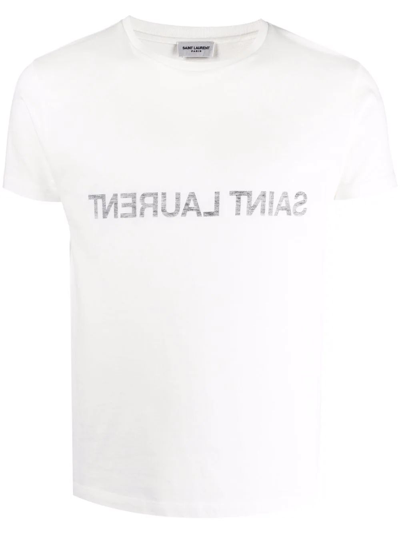 Saint Laurent Reverse Logo T-shirt In White