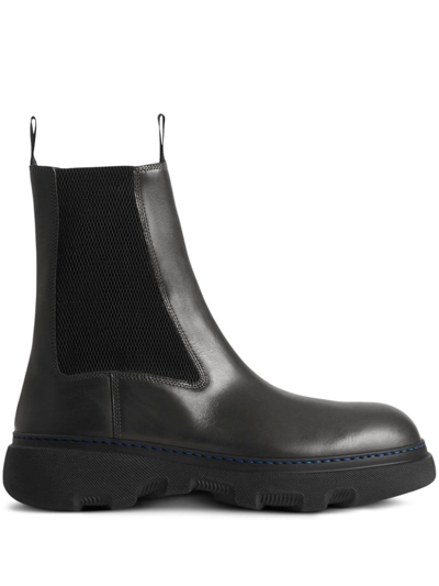 Burberry Leather Chelsea Boots In Black