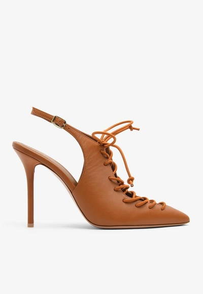 Malone Souliers Alessandra Leather Slingback Pumps In Brown