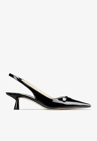 Jimmy Choo Amita 45 Pointed Pumps In Patent Leather In Black