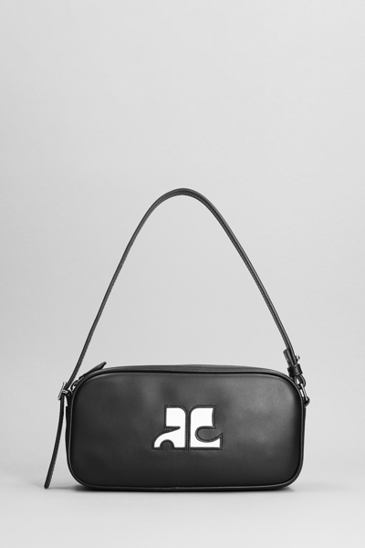 Courrèges Baguette Hand Bag In Black Leather