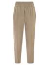 BRUNELLO CUCINELLI BAGGY CIGARETTE TROUSERS IN VISCOSE CANVAS AND VIRGIN WOOL