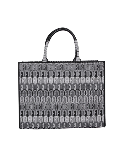 Furla Opportunity Jacquard Top Handle Bag In Grey
