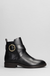 SEE BY CHLOÉ LYNA LOW HEELS ANKLE BOOTS IN BLACK LEATHER