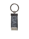 Dolce & Gabbana Coated Canvas Keychain With All-over Lettering Logo In Nero Grigio