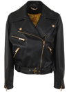 Versace Medusa-embellished Leather Biker Jacket In Black