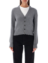 Ami Alexandre Mattiussi Ami Paris Heart Embroidered Button-up Cardigan In Heather Grey