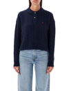POLO RALPH LAUREN CROPPED KNIT POLO SWEATER