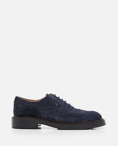 Tod's Suede Lace-up Shoes In Blue
