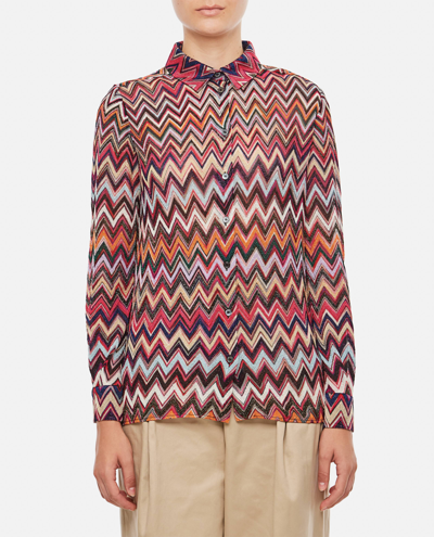 Missoni Pink Zigzag Long Sleeved Shirt In Rose