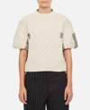 Sacai Hybrid Wool Knit & Nylon Twill Top In White