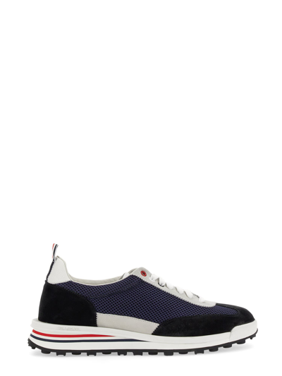 Thom Browne Sneaker With Suede Inserts In Blue