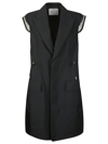 Sacai Womens Black Drawstring-waist Toggle-hem Woven Vest In 001
