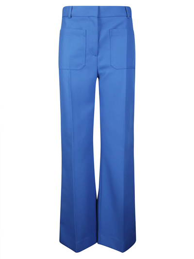 Victoria Beckham Alina Pleated Wide-leg Trousers In Sapphire Blue
