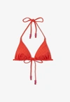 Jimmy Choo Ariah Logo-print Recycled-nylon Bikini Top In Orange