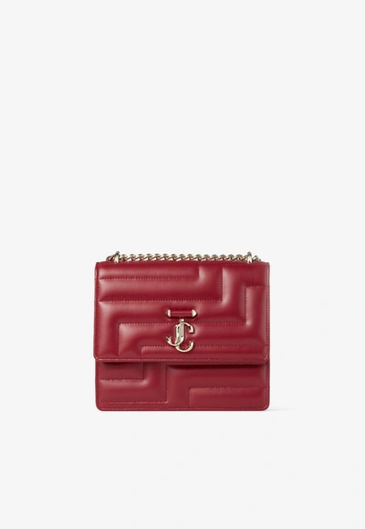 Jimmy Choo Avenue Quad Quilted Nappa Shoulder Bag In Red