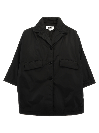 Mm6 Maison Margiela Kids' Technical Fabric Coat In Black