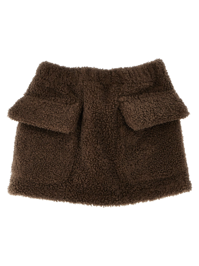 Douuod Kids' Teddy Effect Miniskirt In Brown