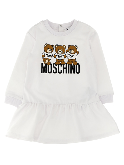 Moschino Babies' Logo-print Long-sleeve Dress In White