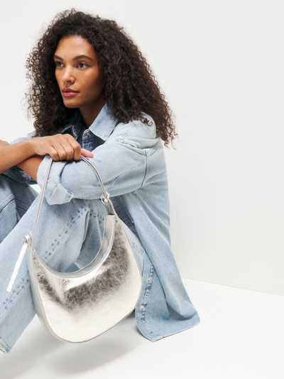 Reformation Medium Rosetta Shoulder Bag In Tumbled Silver