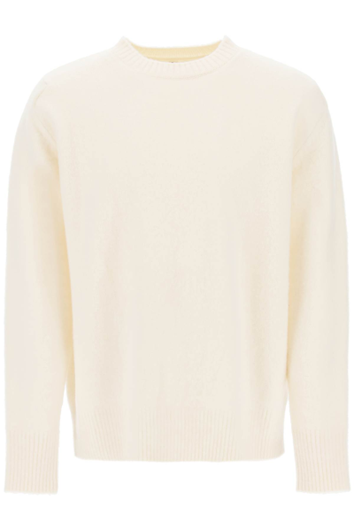 Oamc Wool Sweater With Jacquard Logo In White