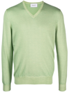 D4.0 V-neck Wool Sweater In Green